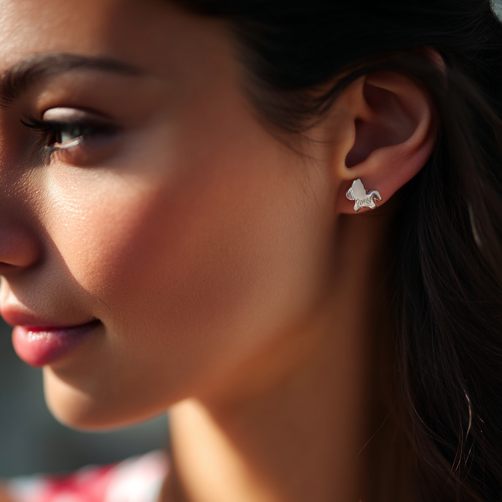 18k Gold and Sterling Silver Pony Earring