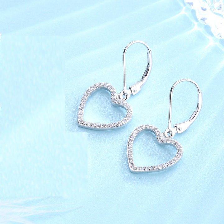 Sterling Silver Leverback Heart Earrings with crystals from Swarovski