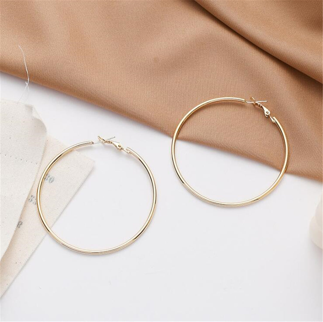 14k Gold Large Hoop Earring with Omega Closure (60mm)