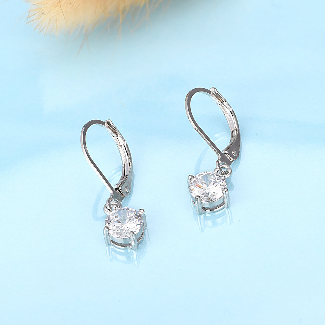 Swarovski Crystals Leverback Earrings in 18K White Gold