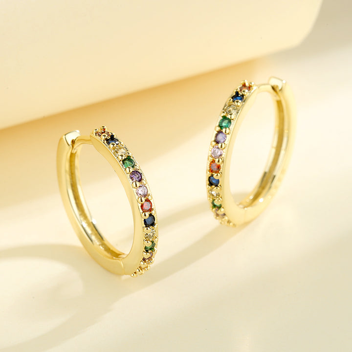 Sterling Silver Multi-Color Huggie Hoop Earring with Swarovski crystal