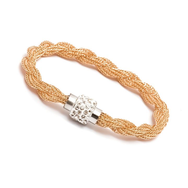 Genuine Crystal 14K Gold Mesh Bracelet