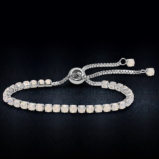 White Opal Adjustable Tennis Bracelet