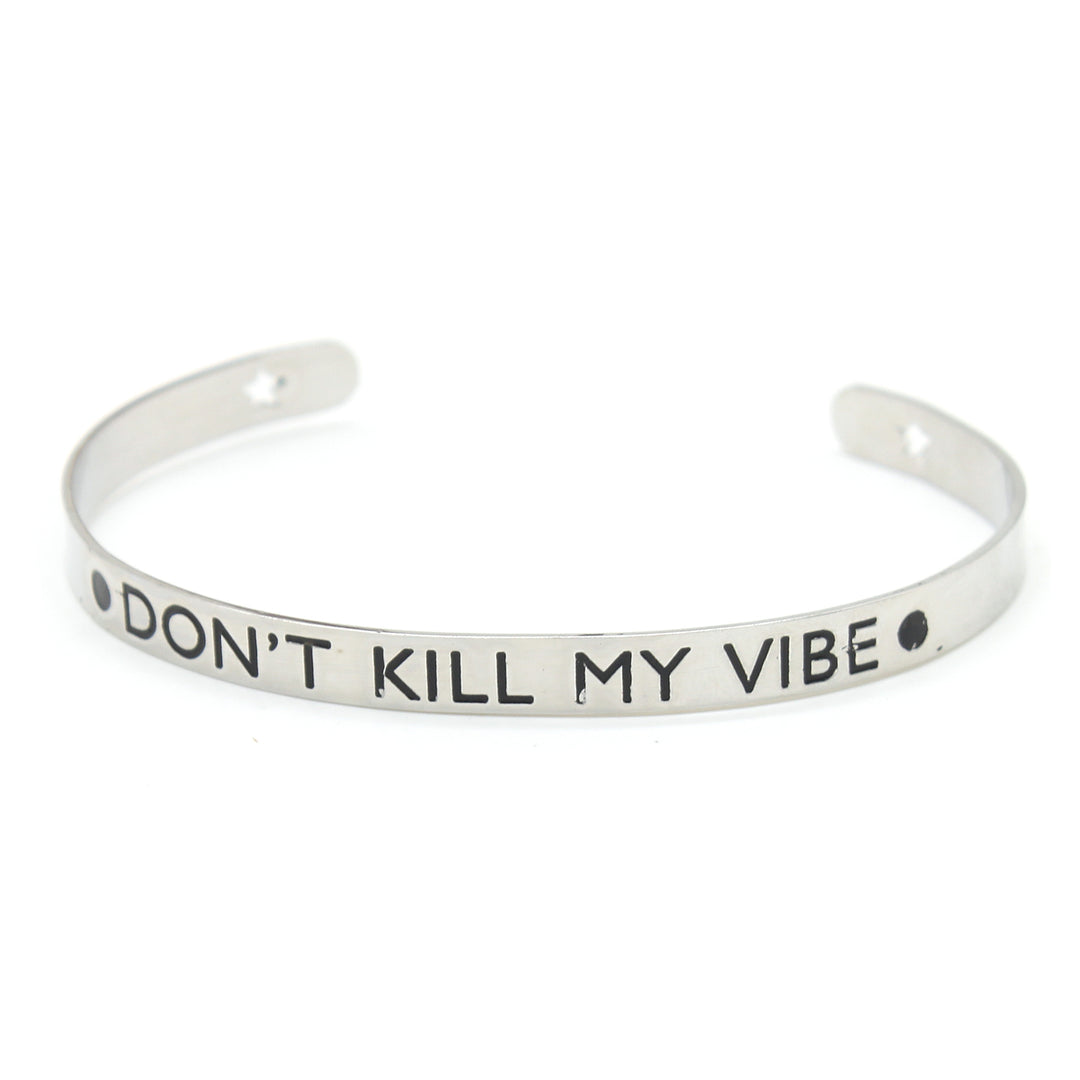Stainless Steel Inspirational Bangle Bracelet- Never Give up