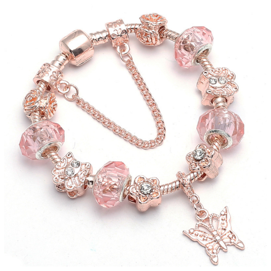 Swarovski Crystal Murano Butterfly Bracelet in 14K Rose Gold