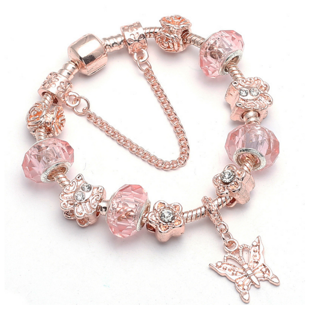 Murano Heart Charm Bracelets Made with Crystals from Swarovski