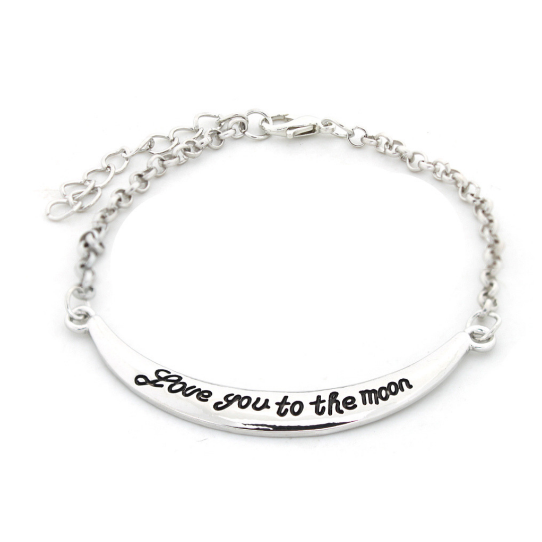 Love you to the moon and back Bracelet in 14K White Gold