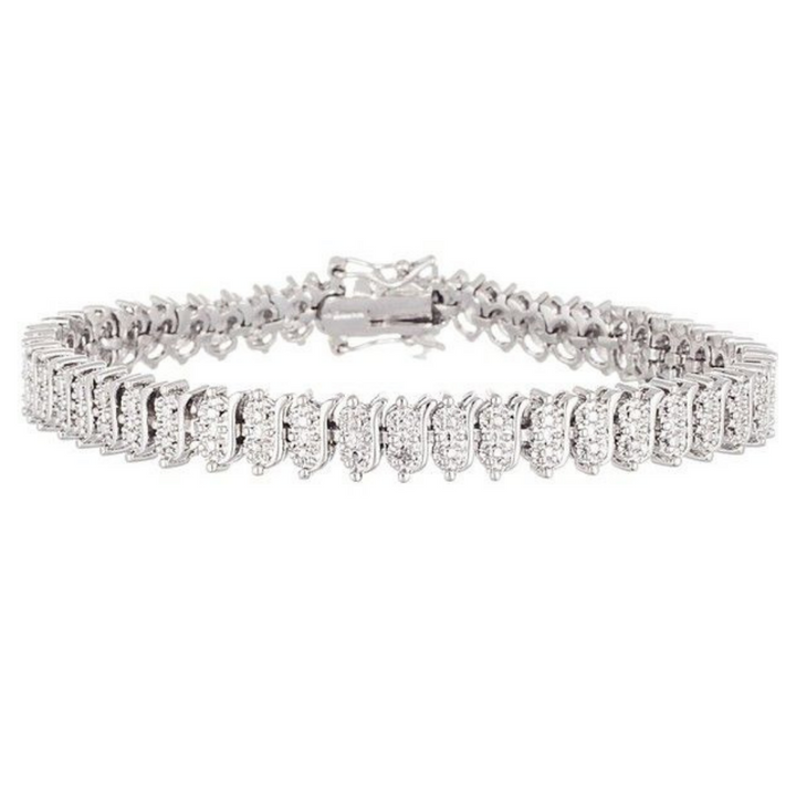 18K Gold And White Gold Plated With Simulated Diamond Tennis Bracelet