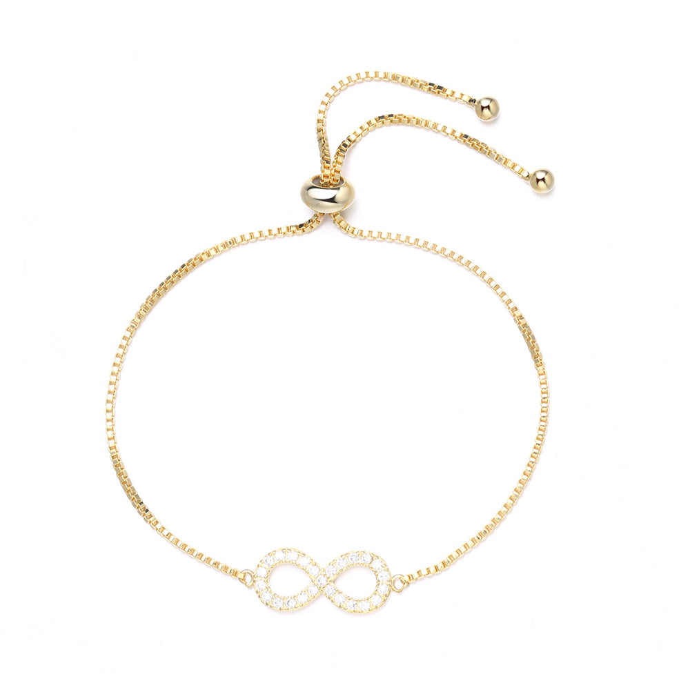 Adjustable Box Chain Tennis Bracelet with Infinity Pendant