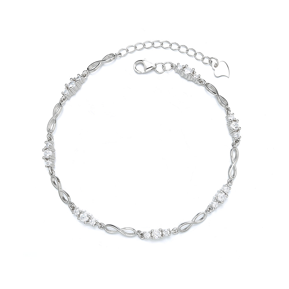18K White Gold Infinity Bracelet with Genuine Crystals