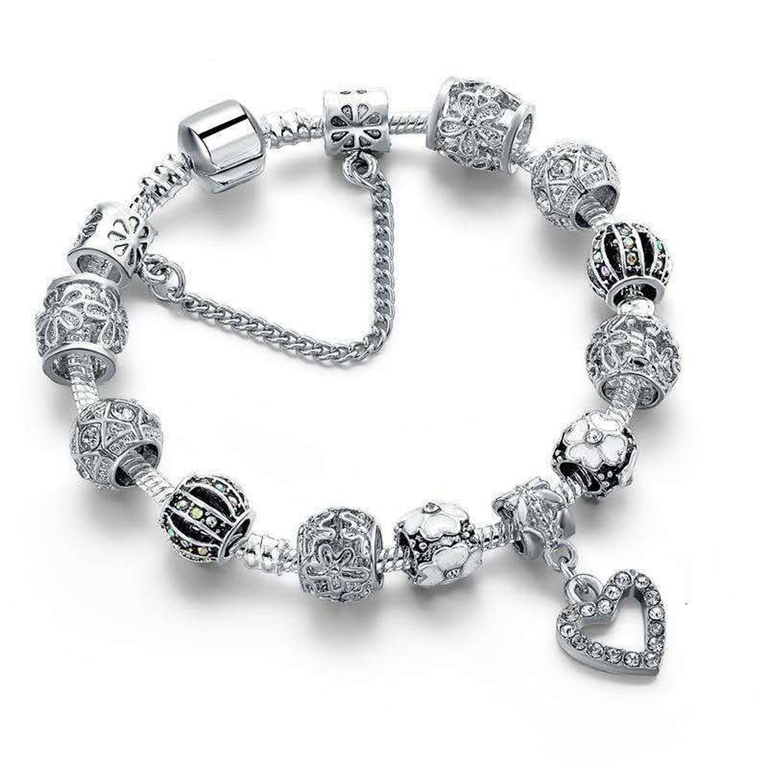 Murano Heart Charm Bracelets Made With Crystals From Swarovski