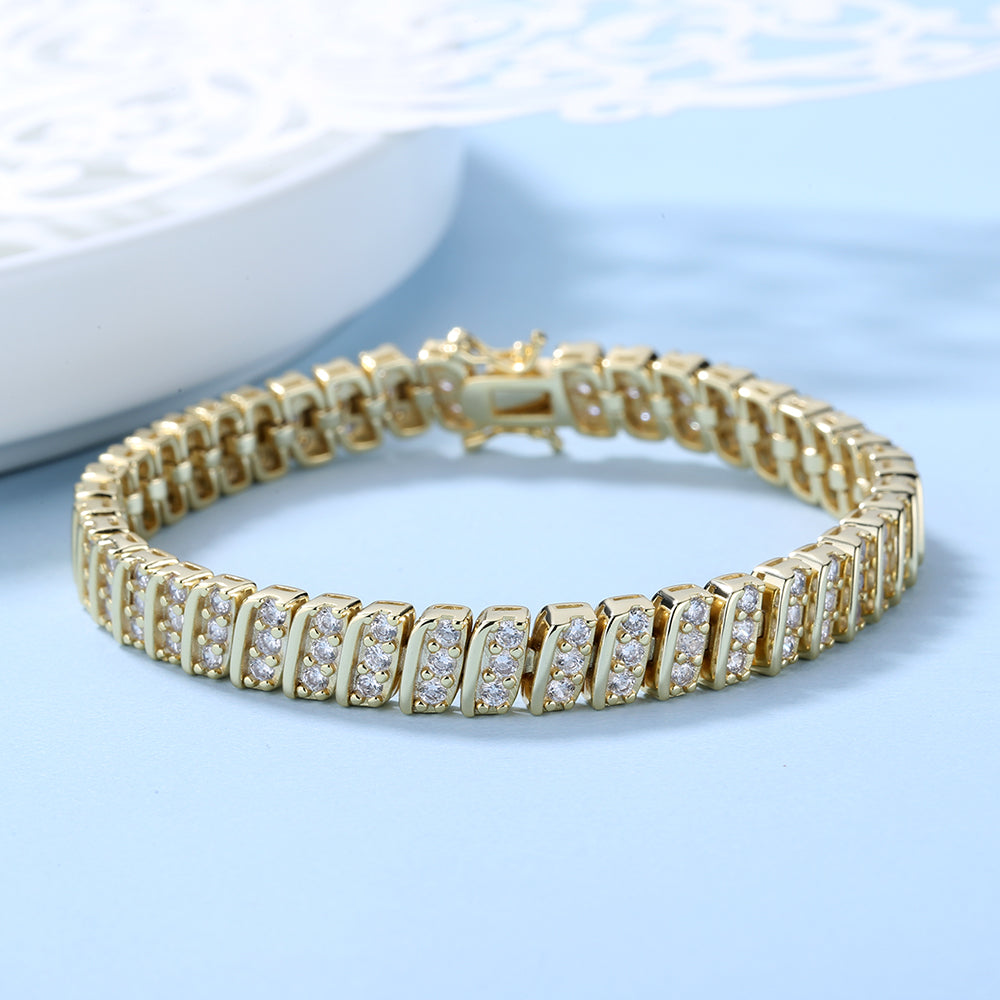 Yellow Gold Vintage Style Bracelet with Swarovski Crystal