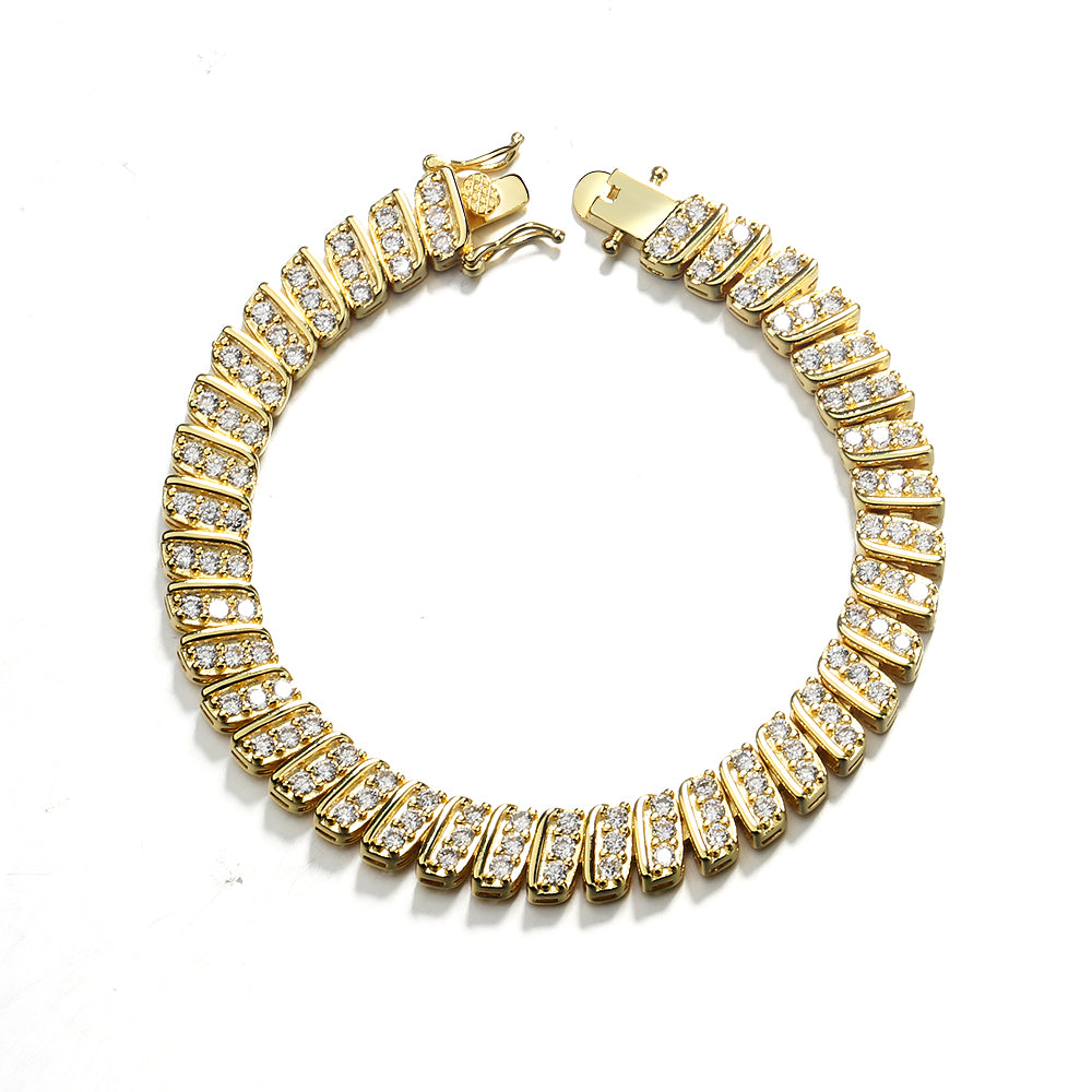 Yellow Gold Vintage Style Bracelet with Swarovski Crystal