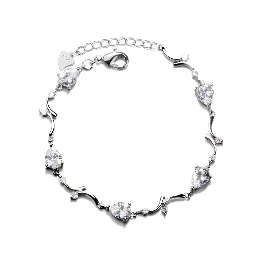 Swarovski Crystal Tear Drop Adjustable Bracelet in Sterling Silver