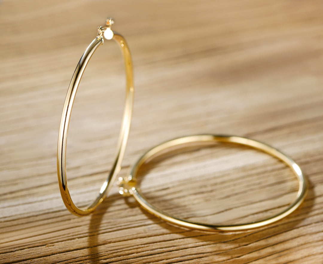 Large 60mm 18K Gold Filled Hoop Earings