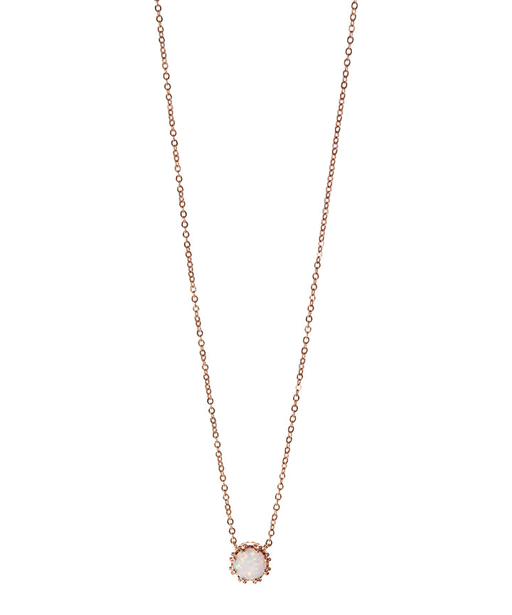 Crown White Opal Pendant Necklace in 18k Rose Gold