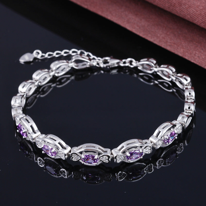 Sterling Silver & Purple Tanzanite Tennis Style Bracelet