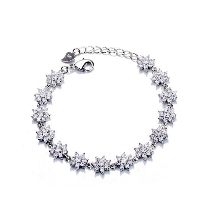 Genuine Crystal Sterling Silver Flower Bracelet