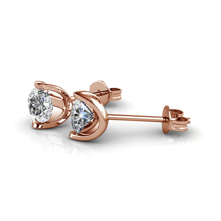 Swarovski Crystal Floating Halo Stud Earring in 18K White Gold