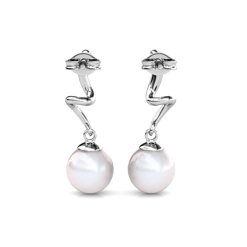 Swarovski Pearl and Swarovski Crystal ZigZag Earrings