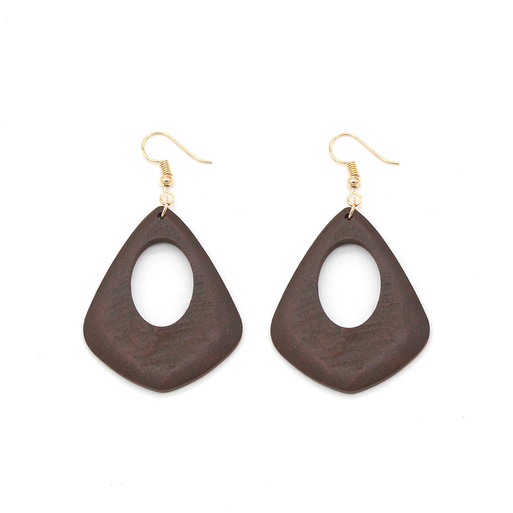 Wood Dimond Cut-Out Earring