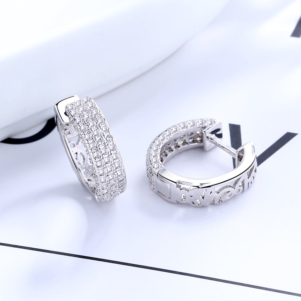 'I Love You' Pavé Huggie Earring with crystals from Swarovski
