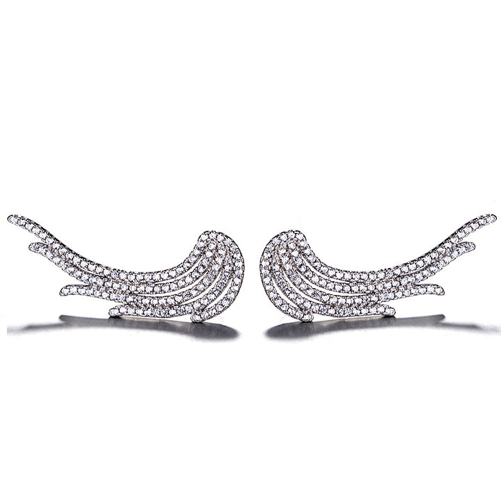 Sterling Silver Angel Wing Crawler Climbers with Swarovski Crystals