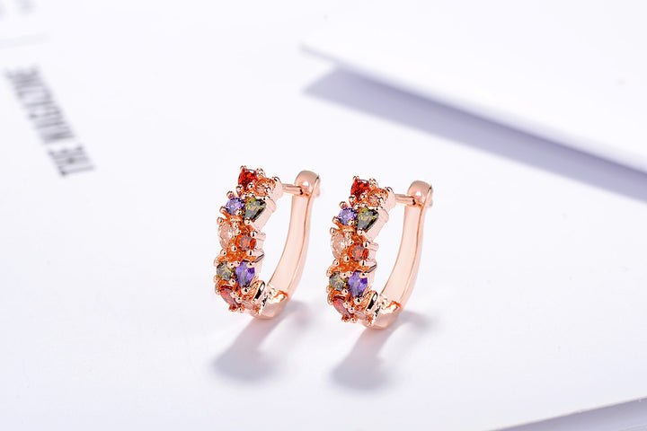 14K Rose Gold Swarovski Crystal Huggie Earring