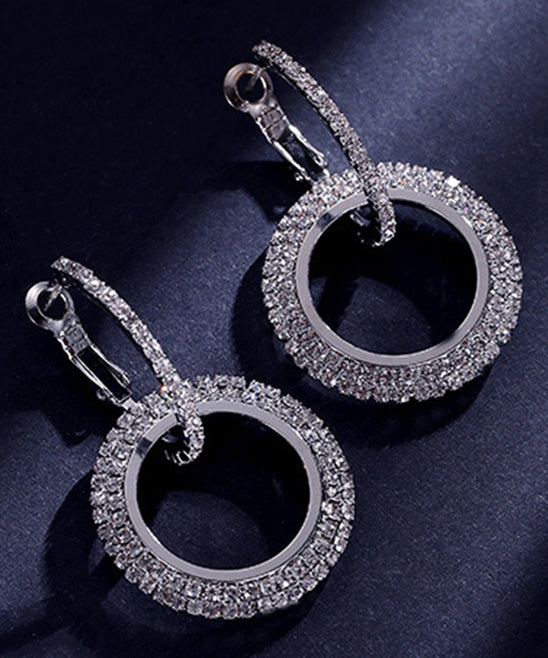 Swarovski Crystal double hoop earrings in 14k white gold