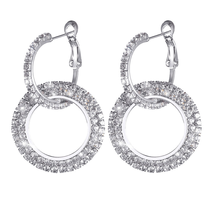 Swarovski Crystal double hoop earrings in 14k white gold