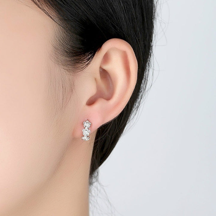 Genuine Crystal Flower Huggie Hoop Earrings