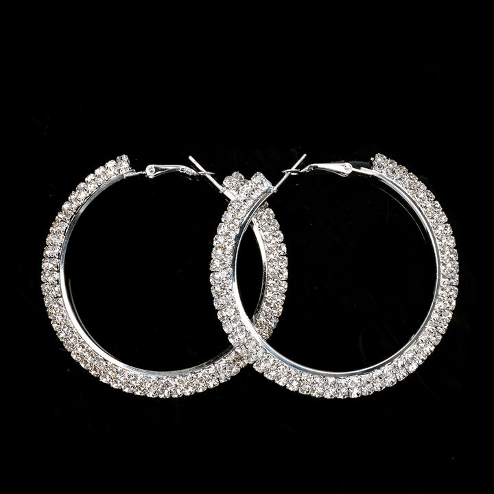 50mm Crystal Hoop Earring in White Gold