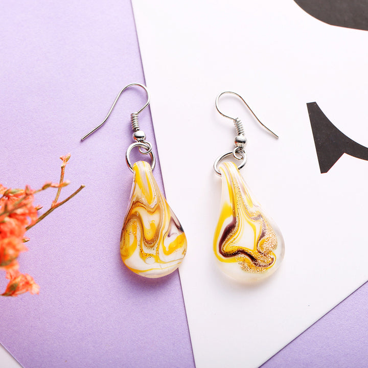 Murano Glass Yellow Dangle Earrings