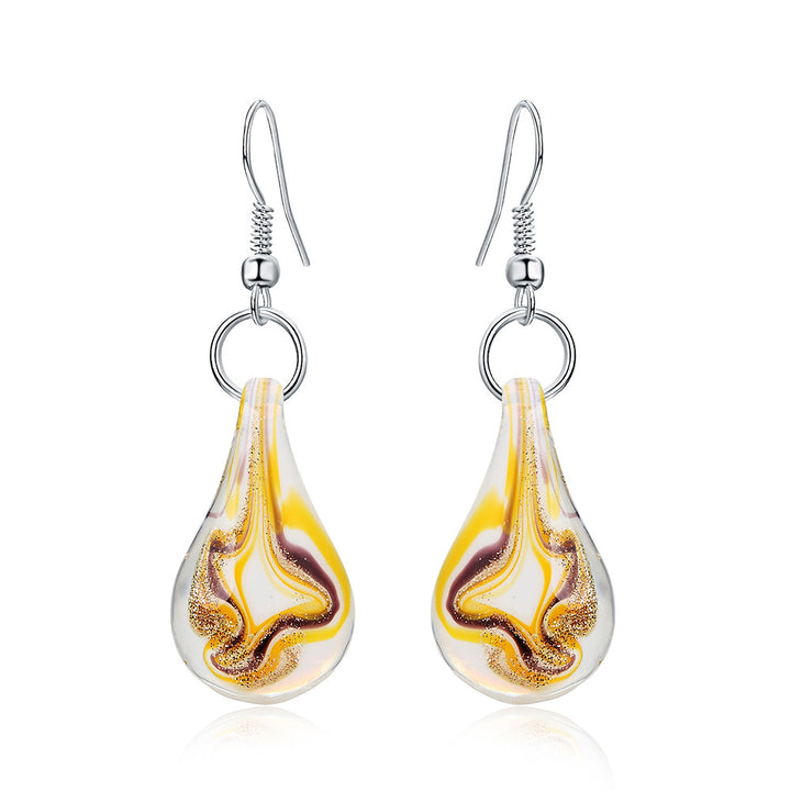 Murano Glass Yellow Dangle Earrings