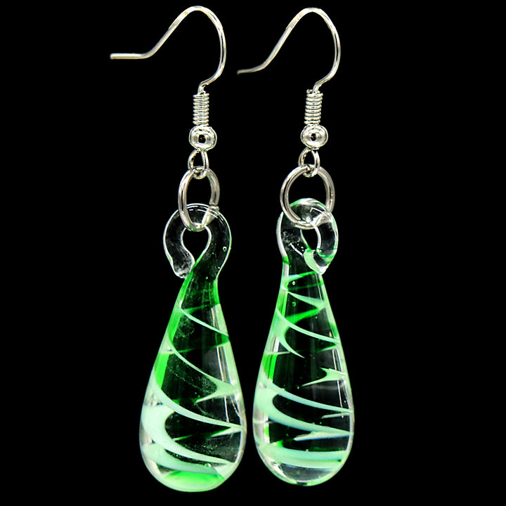 Murano Glass Green Dangle Earrings