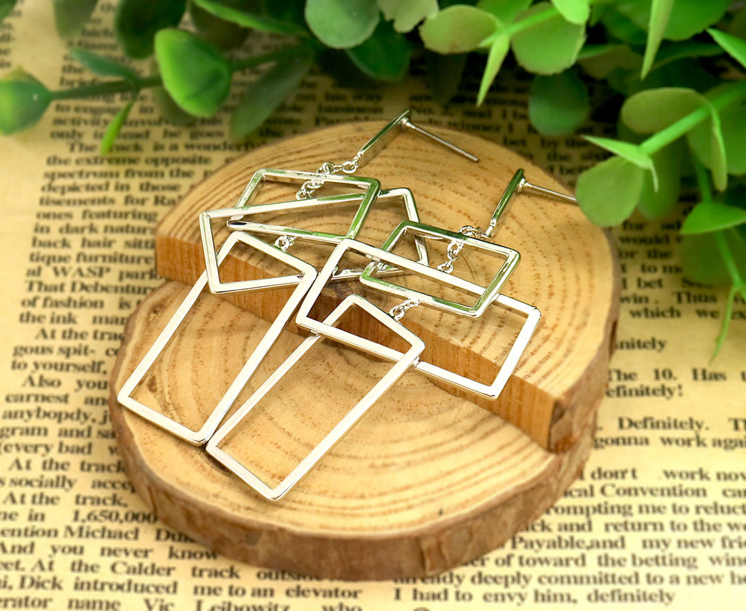 Sterling Silver Plated Drop and Dangle Geometric Earrings