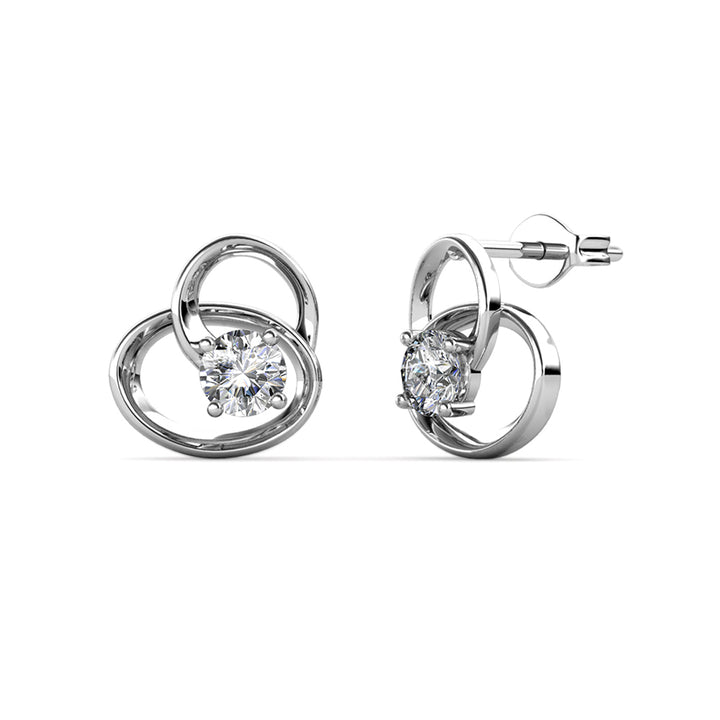 Swarovski Crystal Interlocking Circles Stud Earring in 18k White Gold