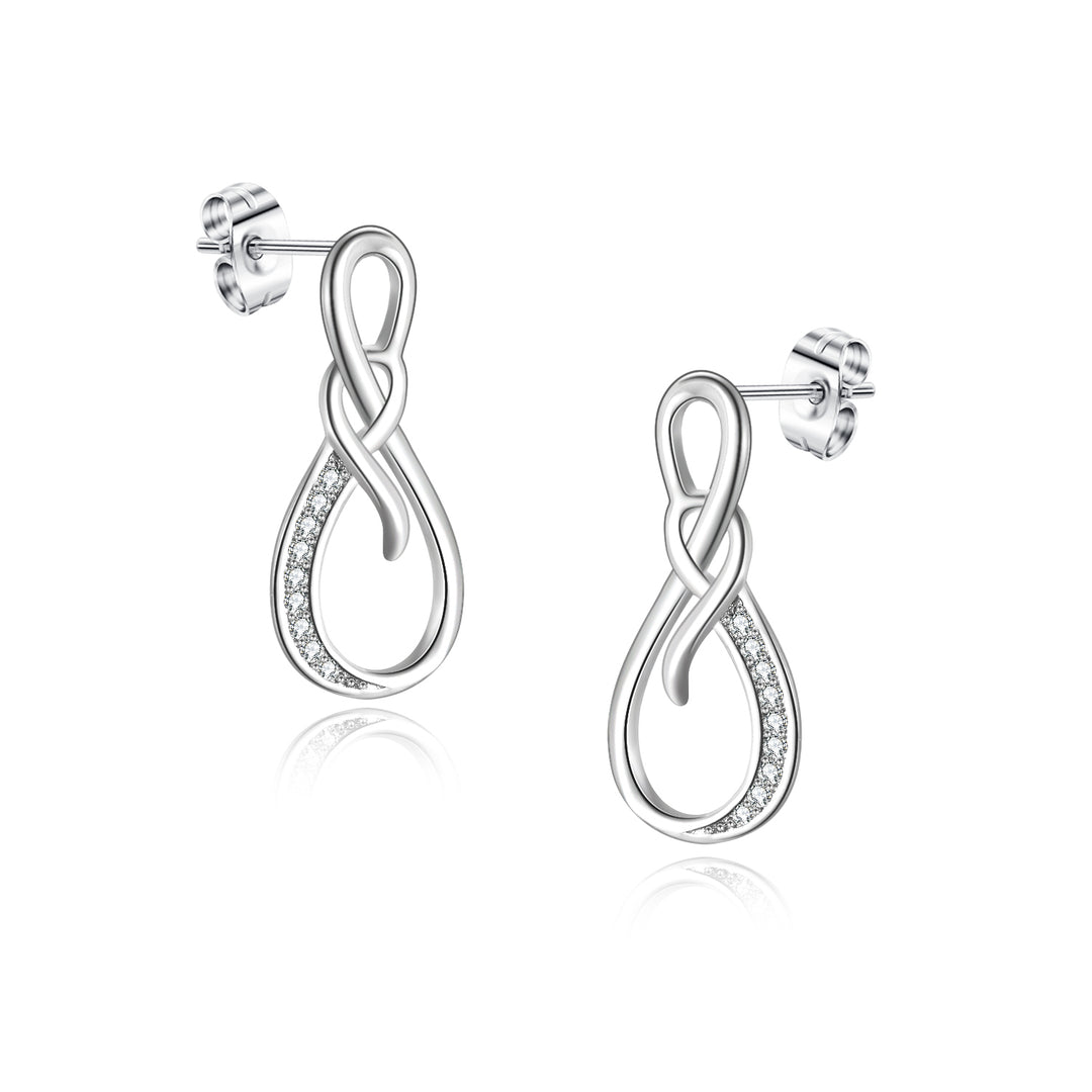 14K White Gold Infinity Earrings with Crystal