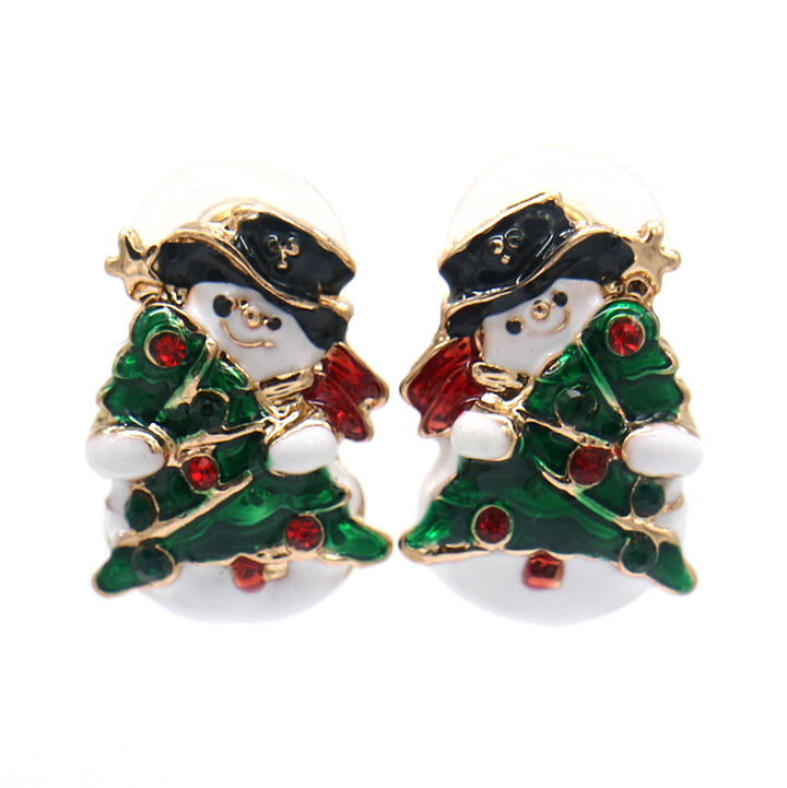 Christmas Snowman Studs in 14K Gold