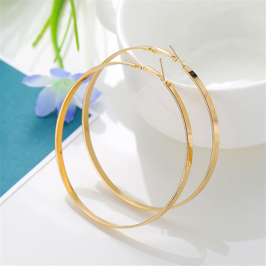 14k Gold Large Hoop Earring with Omega Closure
