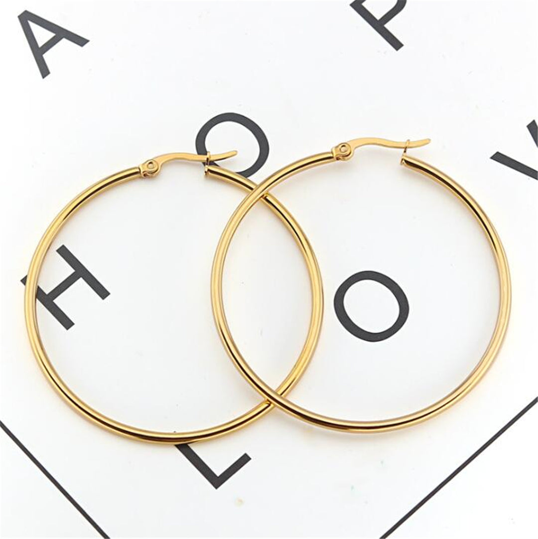14k Gold Large Hoop Earring with French Lock Closure (60mm)