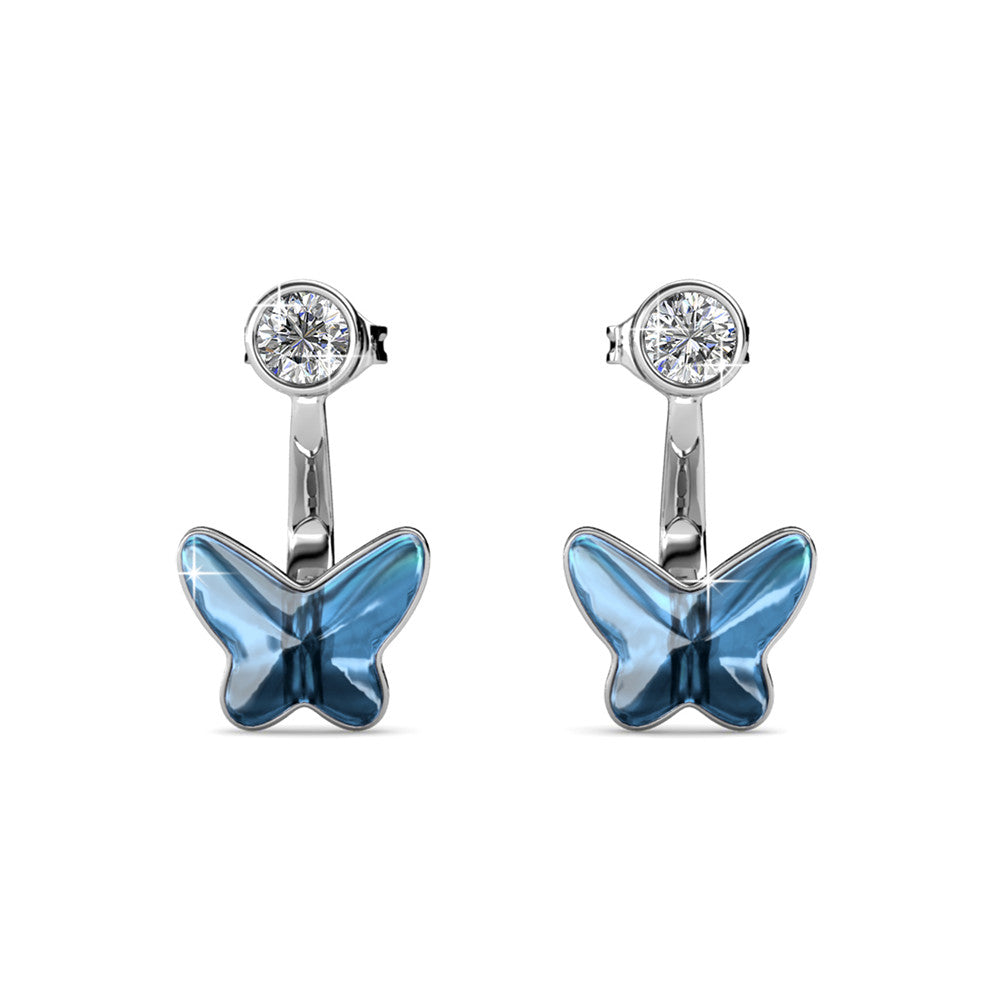 Swarovski Crystal Butterfly Front to Back Earrings