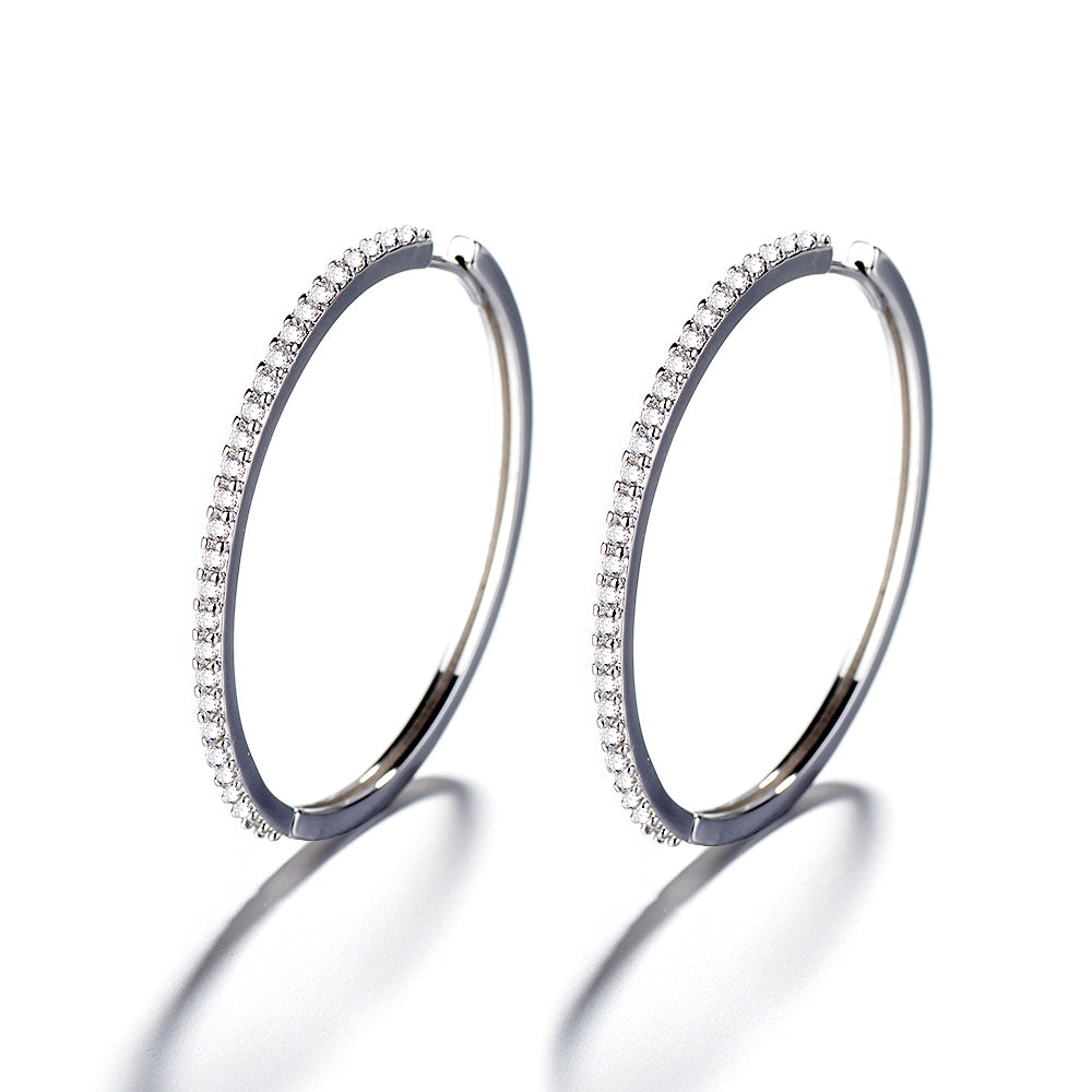 40mm Sterling Silver Hoop Earrings with Genuine Crystal