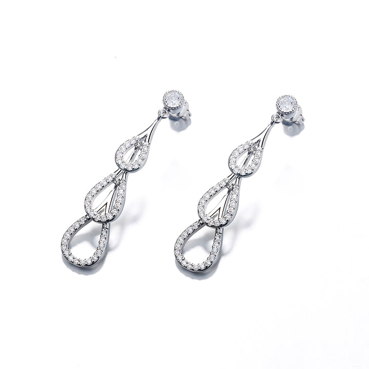 Sterling Silver Drop Crystal Earring