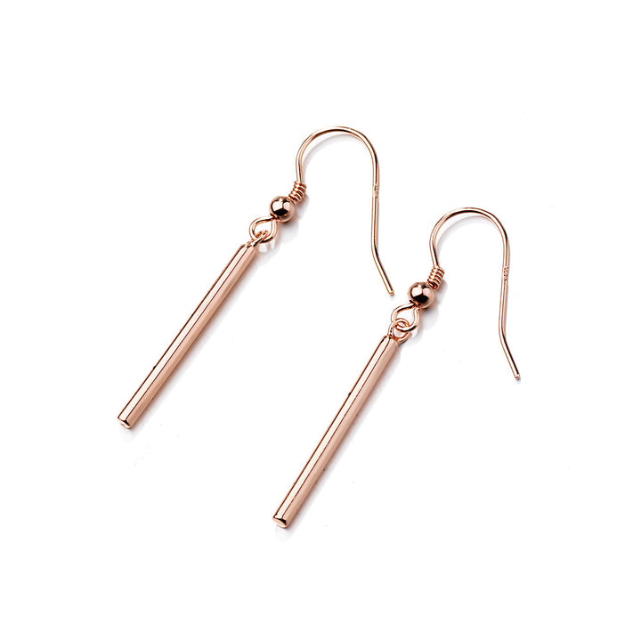 Sterling Silver Bar Earrings in Rose Gold