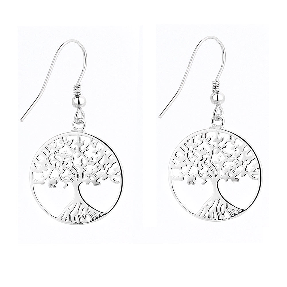 Solid Sterling Silver Tree of Life Hook Earrings