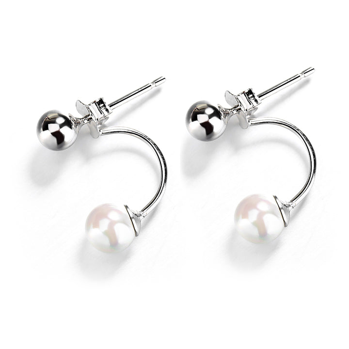 Sterling Silver High Polish Ball Front-to-Back Cultured Pearl Earrings