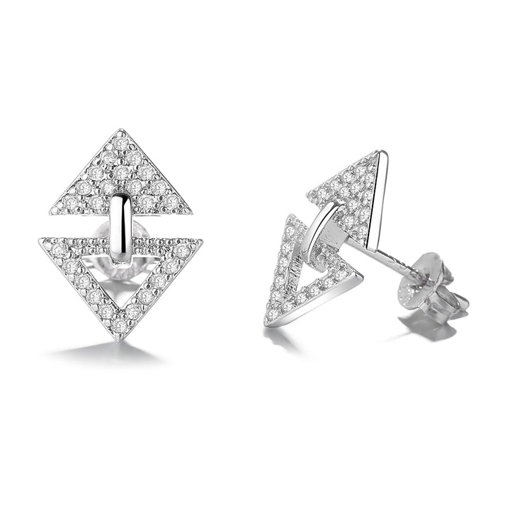 Sterling Silver Triangle Studs with Swarovski Crystals