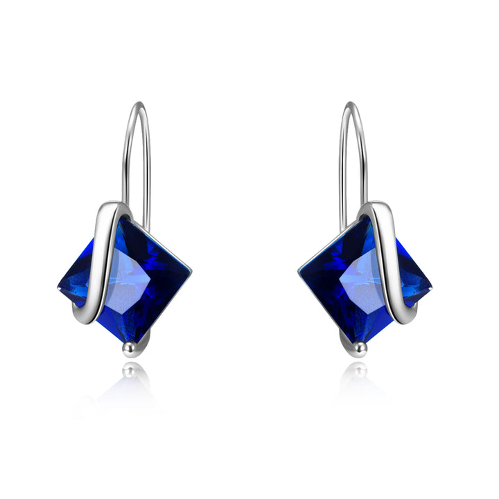 14K White Gold Sapphire Diamond Earring