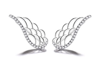 Sterling Silver Angel Wing earring crawlers with Swarovski Crystals